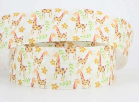 SALE 5/8" Baby Giraffe Printed Grosgrain Ribbon