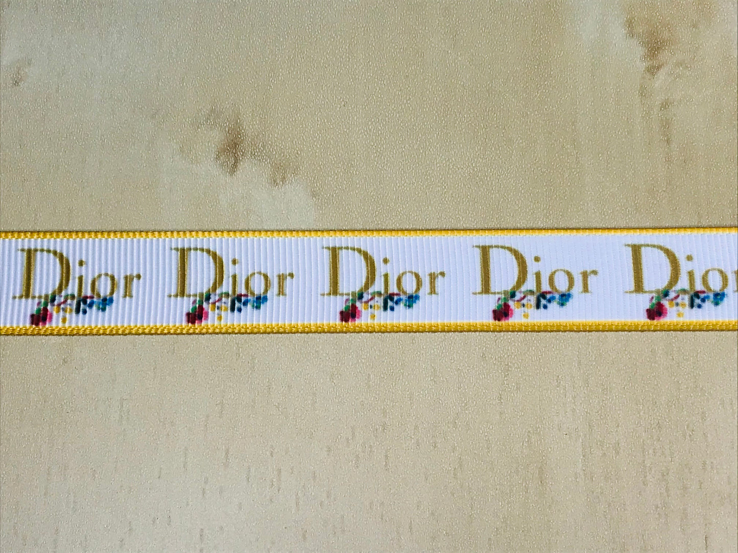 5/8" Wide Famous Designer Floral Christian Dior CD Grosgrain Ribbon