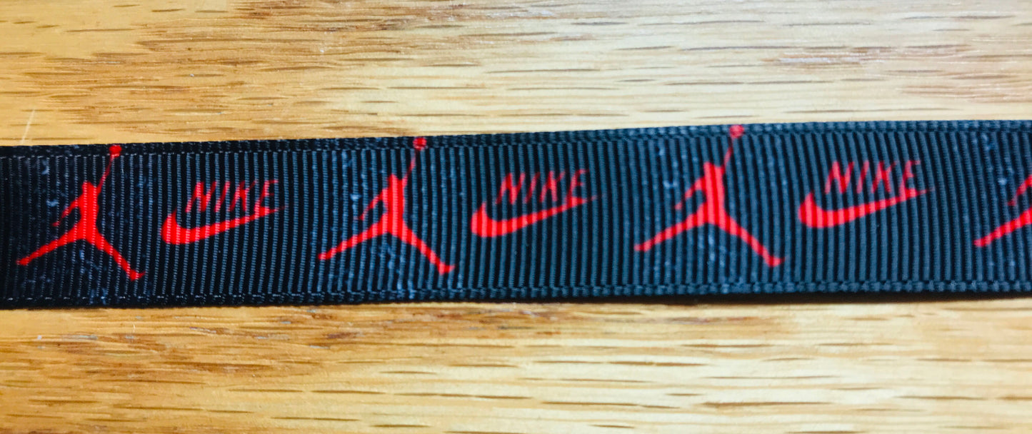 5/8" Wide Athletic Designer Nike Famous Basketball Player 23 Michael Jordan Jump Man Printed Grosgrain Ribbon