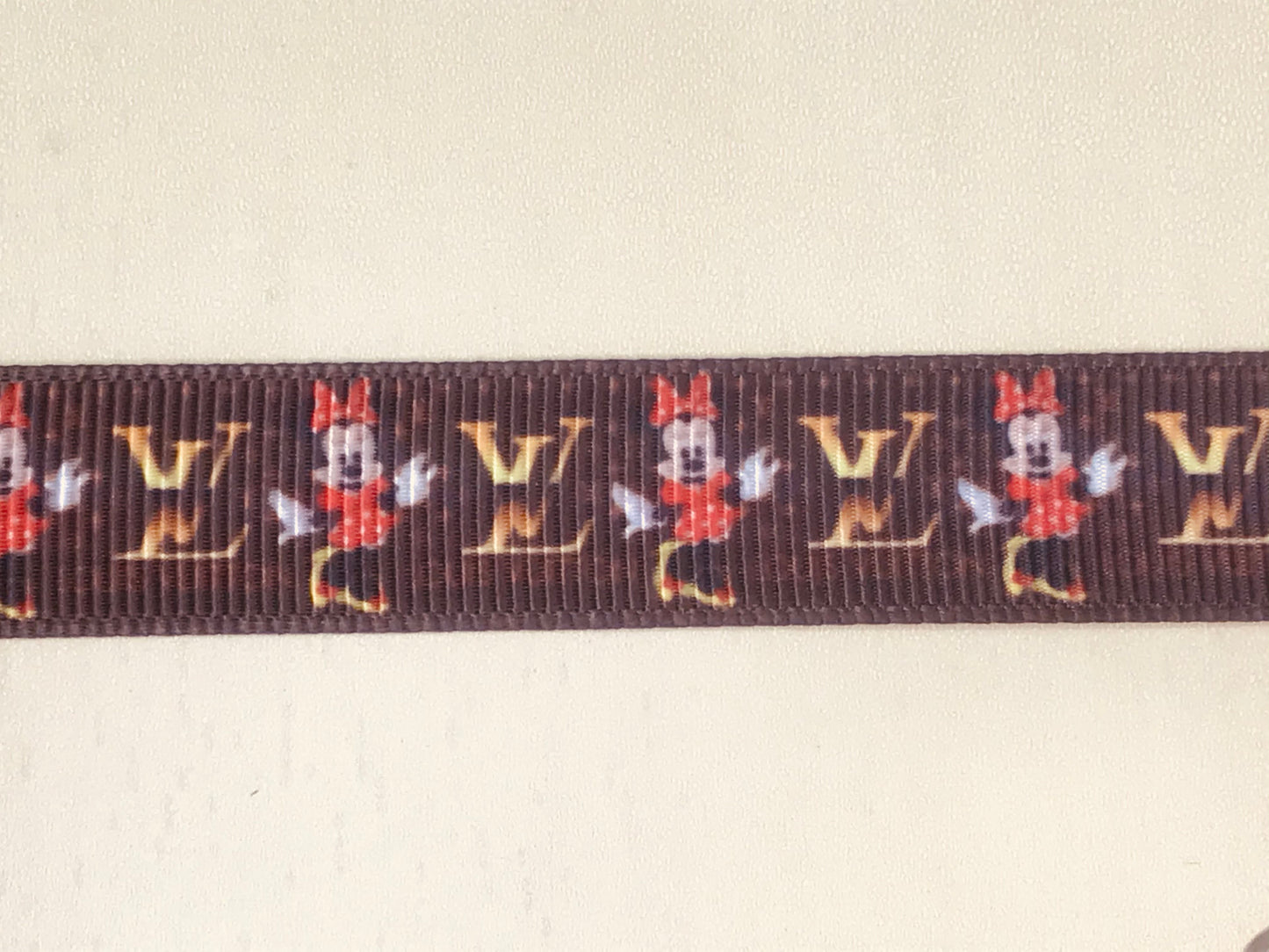 5/8" Minnie Mouse Large LV Louis Vuitton Printed Grosgrain Ribbon