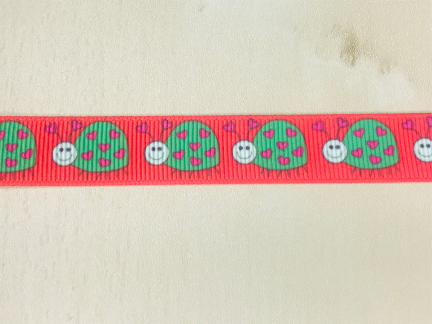 SALE 5/8" wide Lady Love Bug Valentine's Day Printed Grosgrain Ribbon