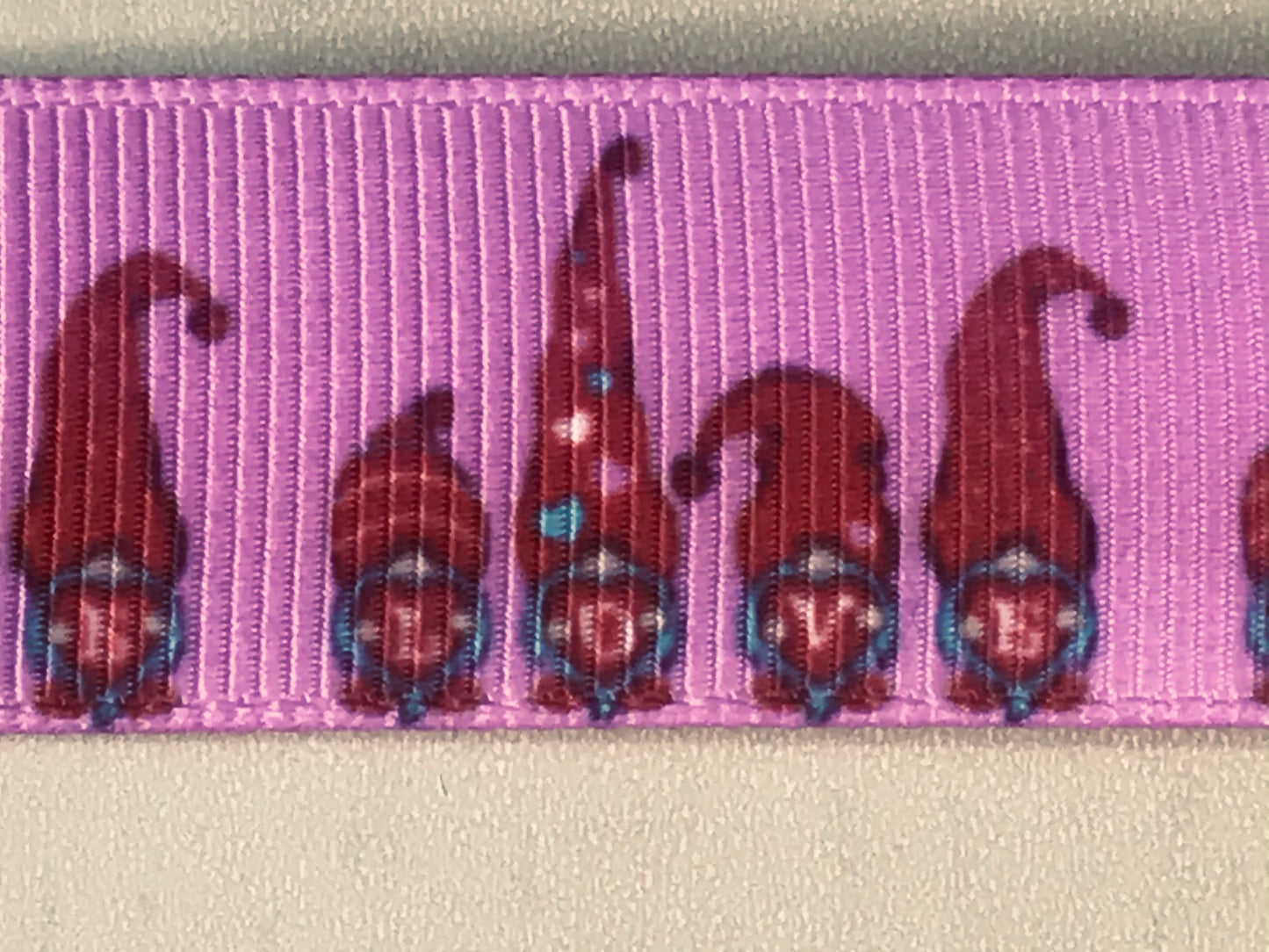 SALE 5/8" Wide Pink Valentine's Day Gnomes Printed Grosgrain Ribbon