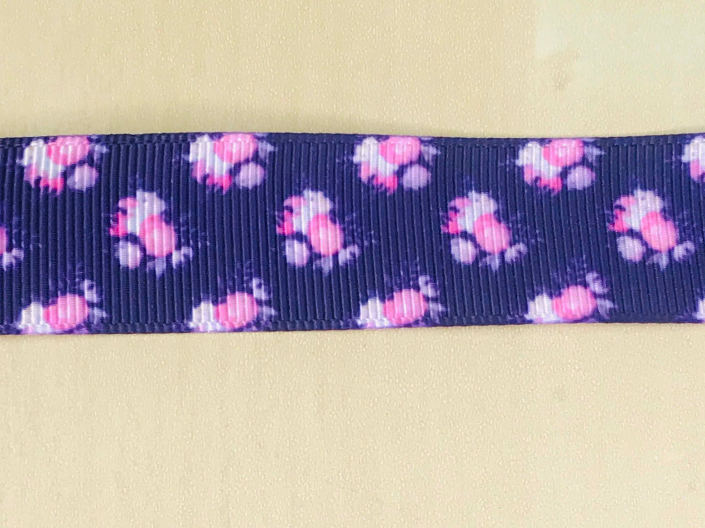 SALE 5/8" Wide Purple Floral Love Printed Grosgrain Ribbon