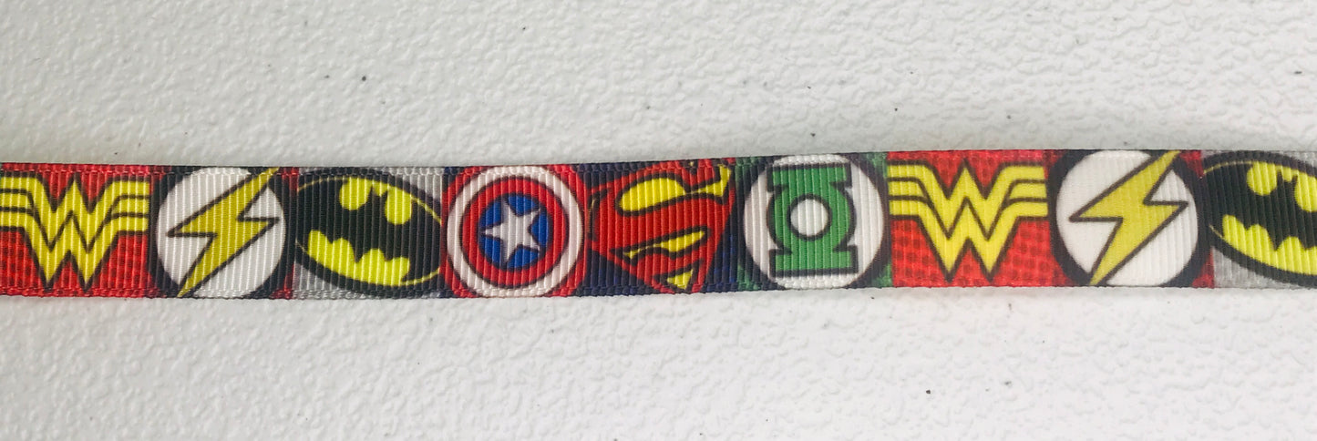 5/8" Wide Marvel Super Hero Logos Grosgrain Ribbon