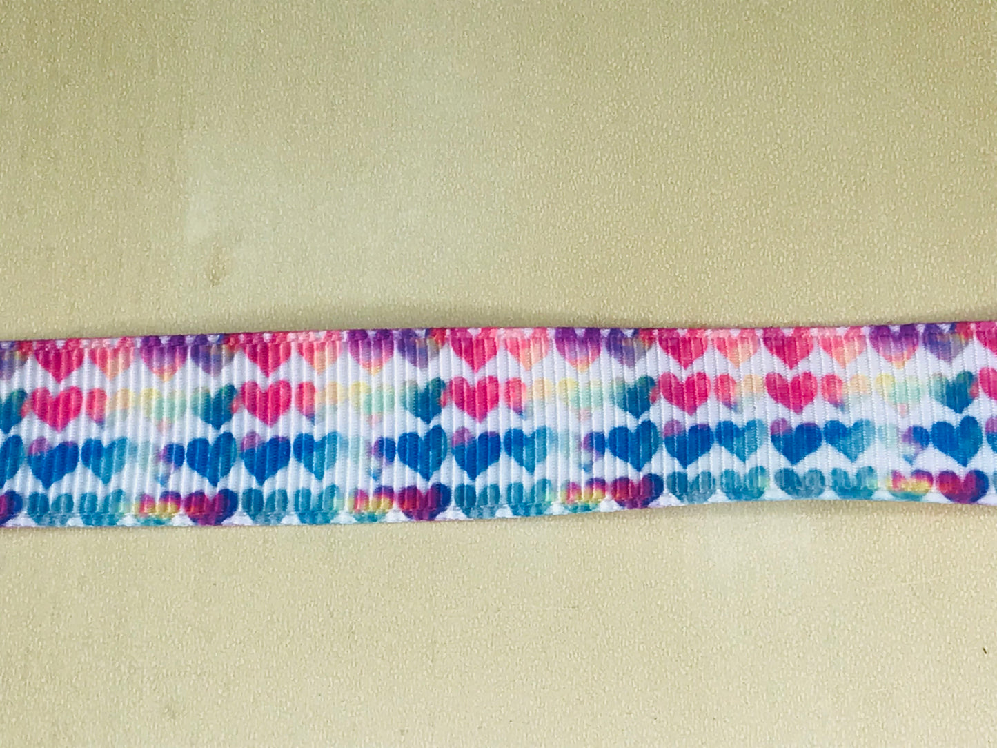 SALE 5/8" Wide Water Color Heart Printed Grosgrain Ribbon