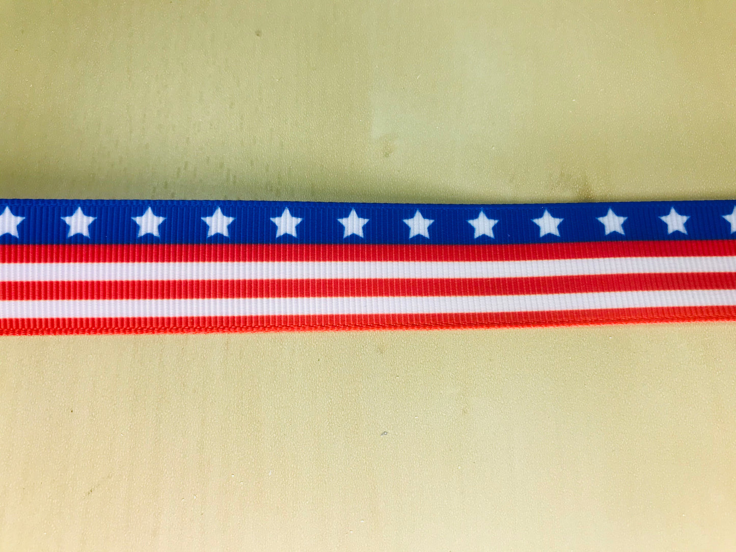 7/8" Wide American Flag Continuously Printed Grosgrain Ribbon
