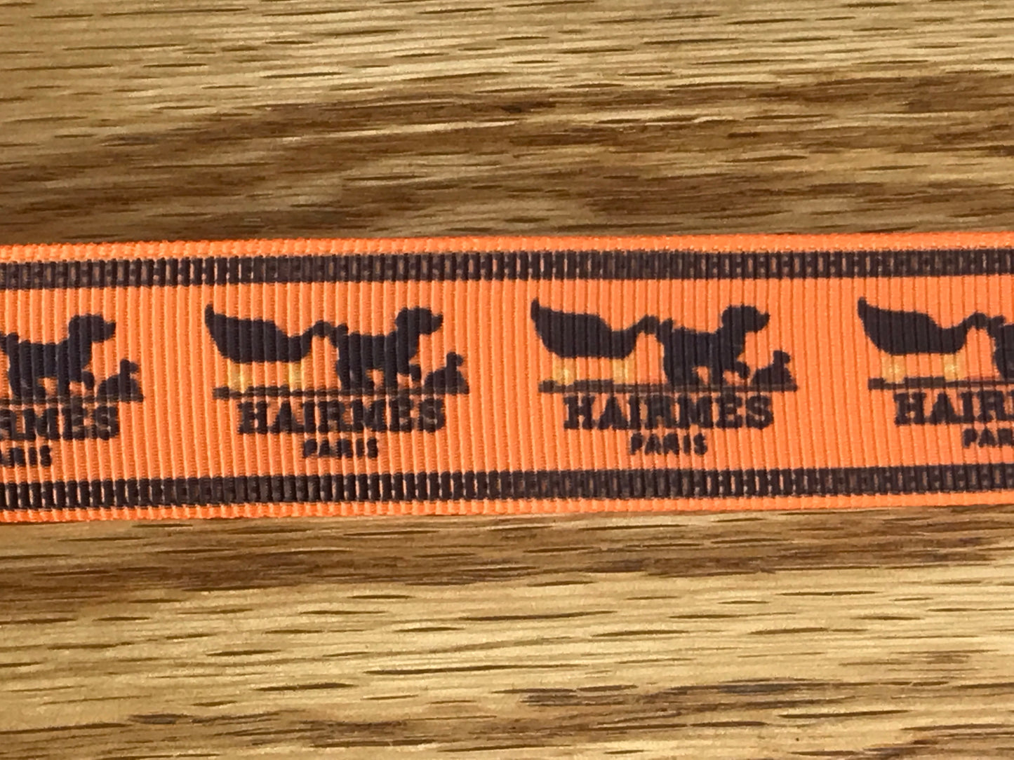 7/8" Famous French Designer Hermes Dog Parody Hairmes Grosgrain Ribbon