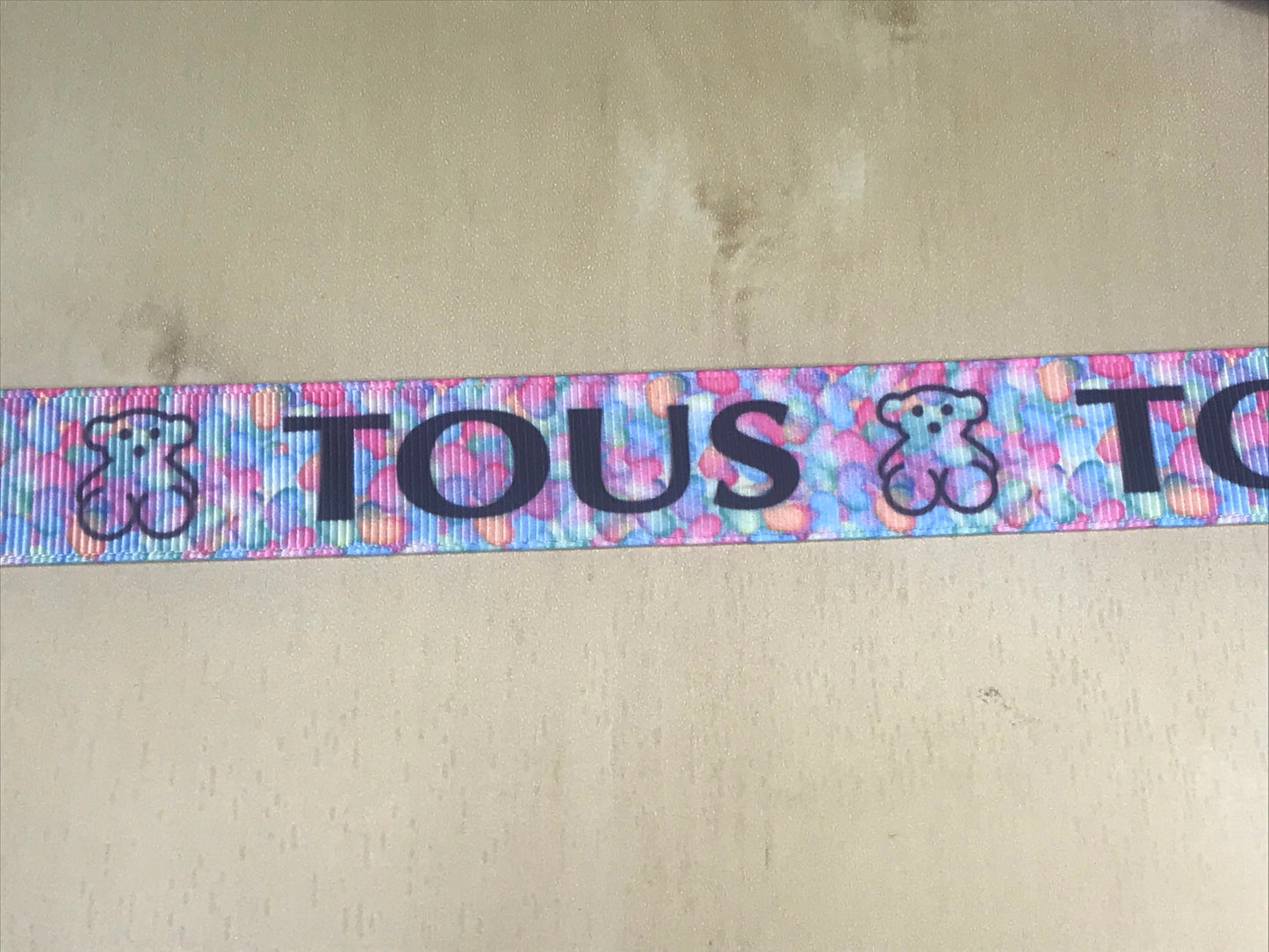 SALE 7/8" Wide Tous Famous Designer Jewelry Company Bear Logo Printed Grosgrain Ribbon