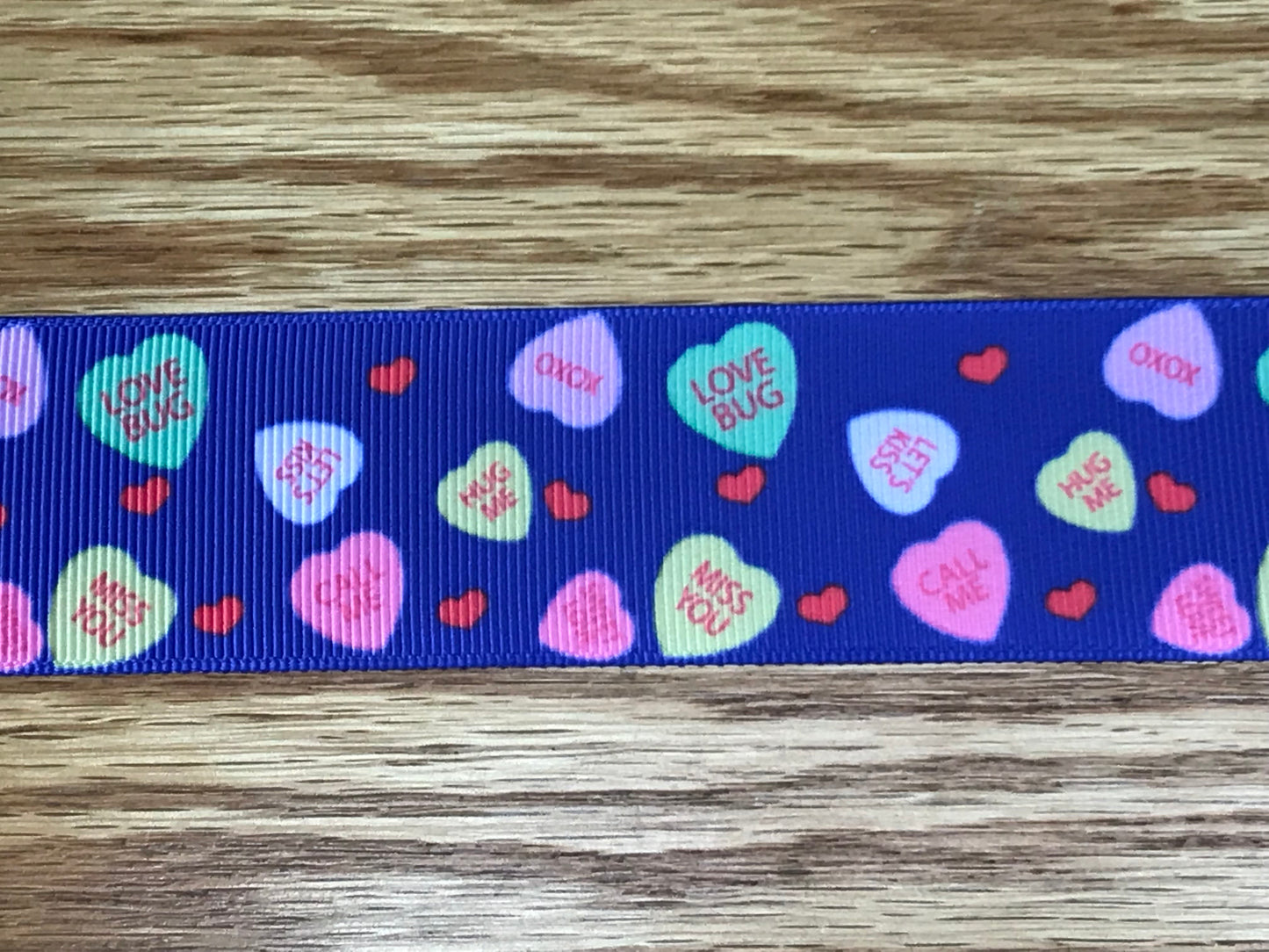 SALE 1-1/2" Valentine's Day Love Candy Conversation Hearts Printed Grosgrain Ribbon