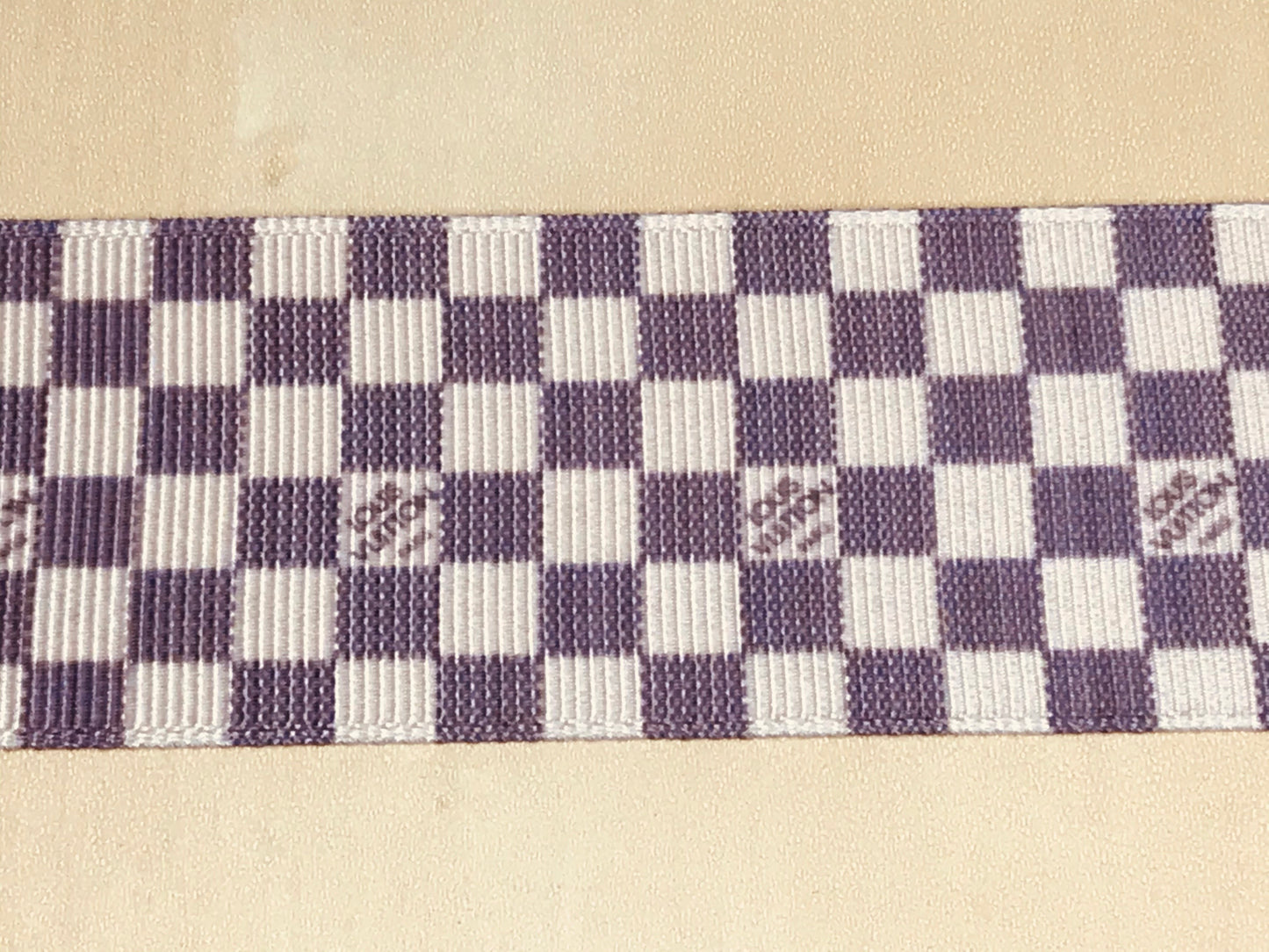 1-1/2" Wide Famous Designer Light Checker Damier Ebène Louis Vuitton Ribbon Inspired Grosgrain
