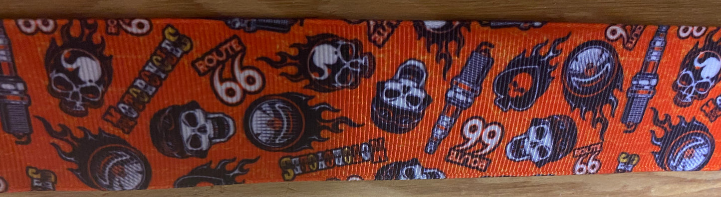 SALE 1-1/2" Wide Route 66 Motorcycle Biker Motor Head Grosgrain Ribbon