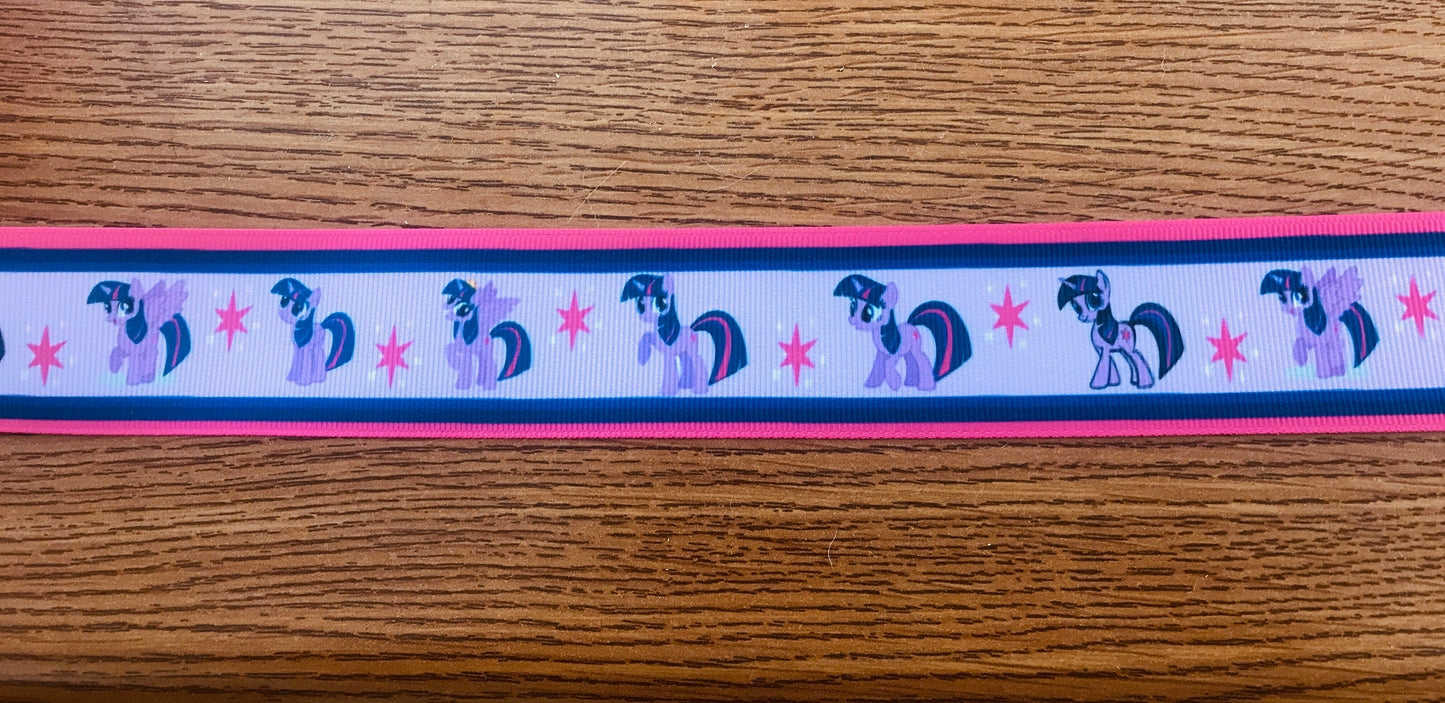 SALE 1-1/2" Wide Purple My Little Pony Twilight Sparkle Printed Grosgrain Ribbon