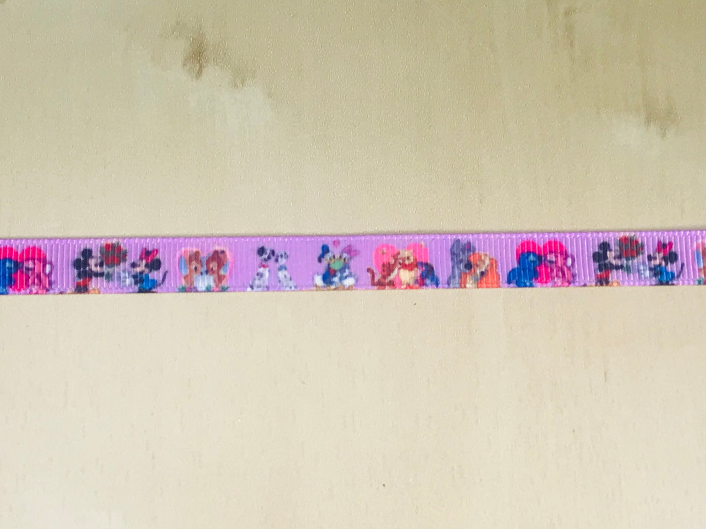 SALE 3/8" Wide Disney Couples In Love Printed Grosgrain Ribbon