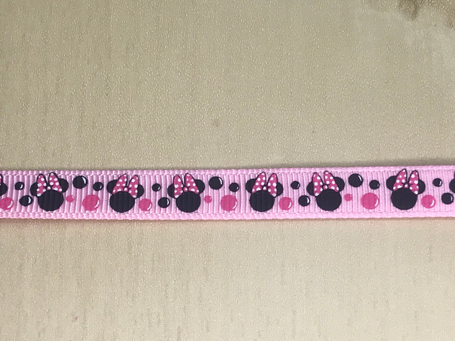 SALE 3/8" Pink Ribbon with Pink Accents & Minnie Mouse Printed Grosgrain Ribbon