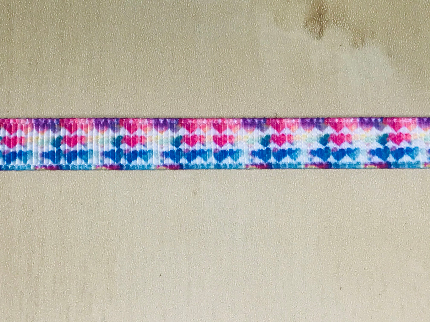 SALE 3/8" Wide Watercolor Heart Printed Grosgrain Ribbon