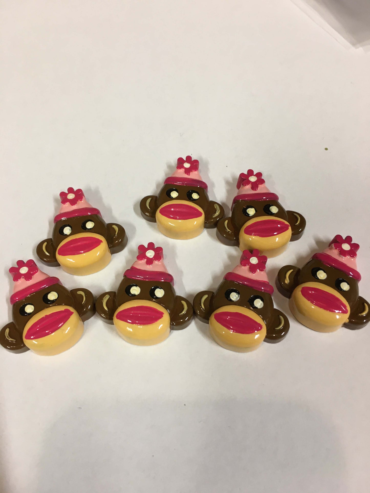 SALE Pink Sock Monkey Flat Back Resin