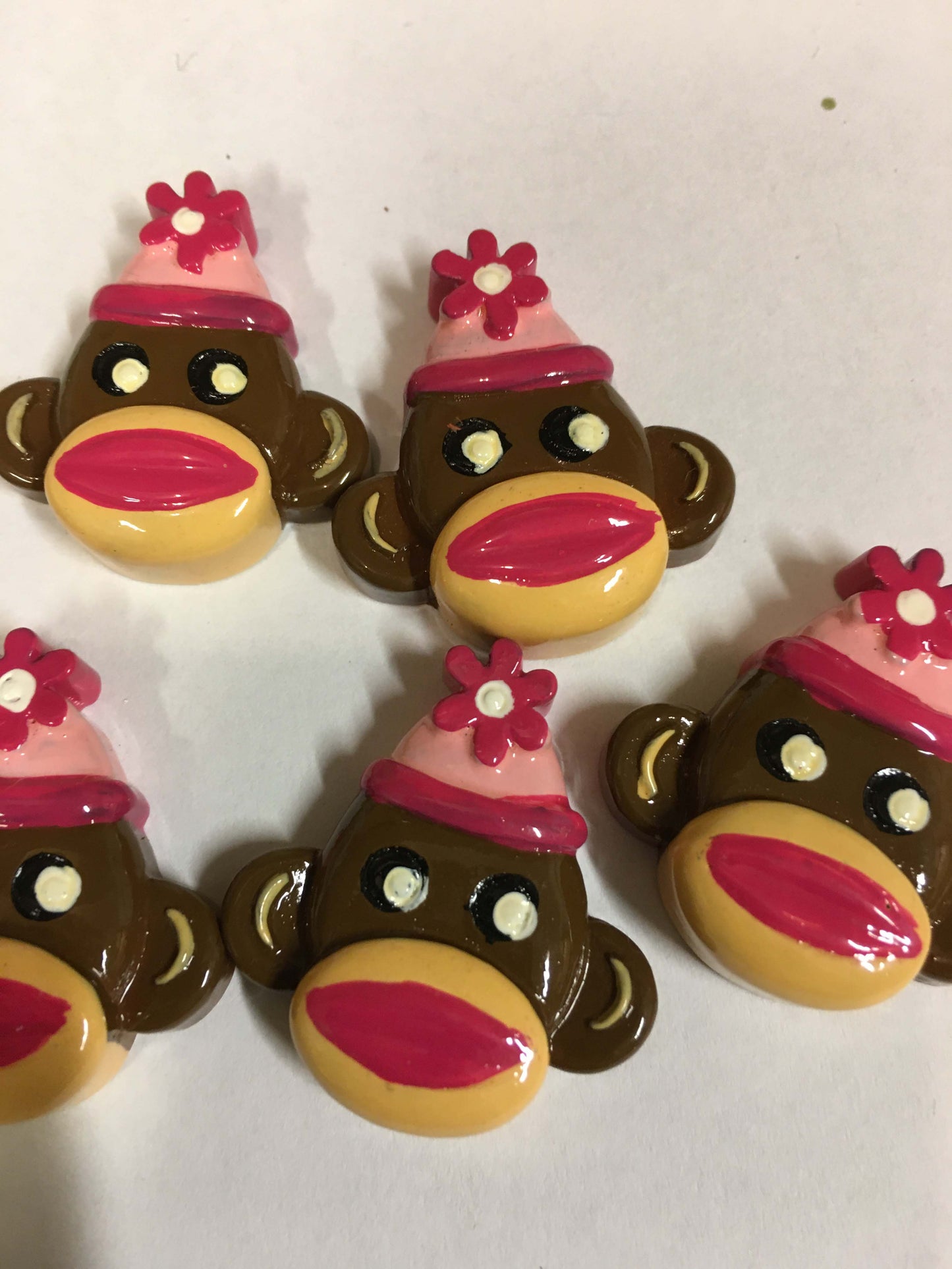 SALE Pink Sock Monkey Flat Back Resin