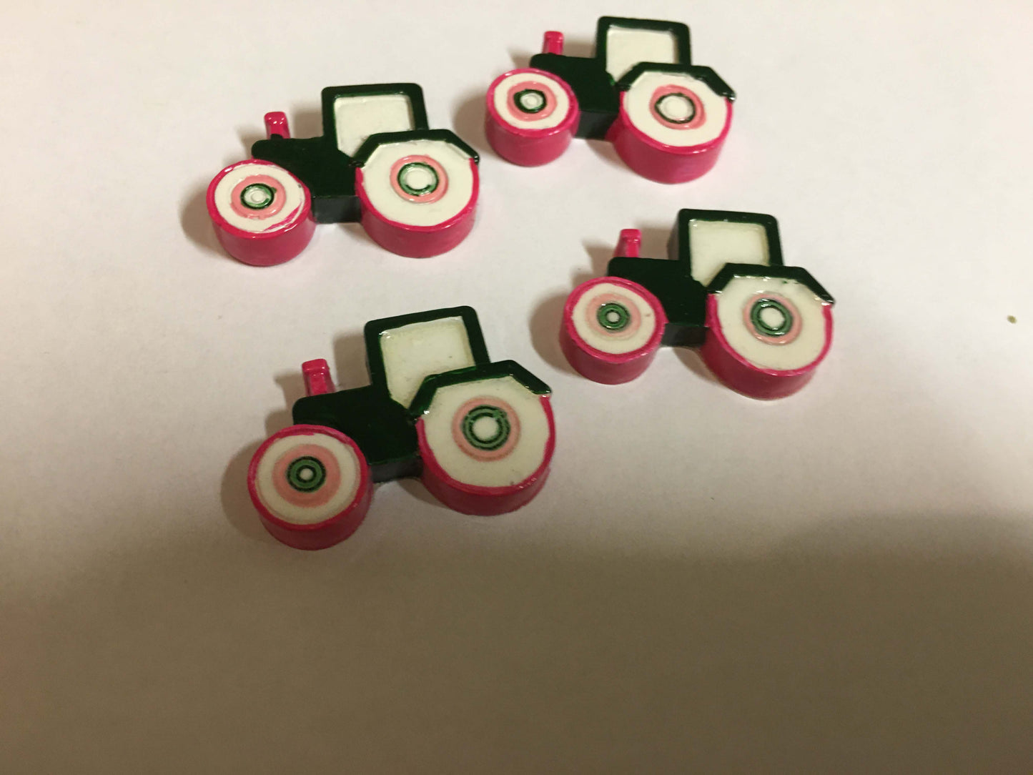 SALE Pink Farm Tractor John Deere Inspired Flat Back Resin