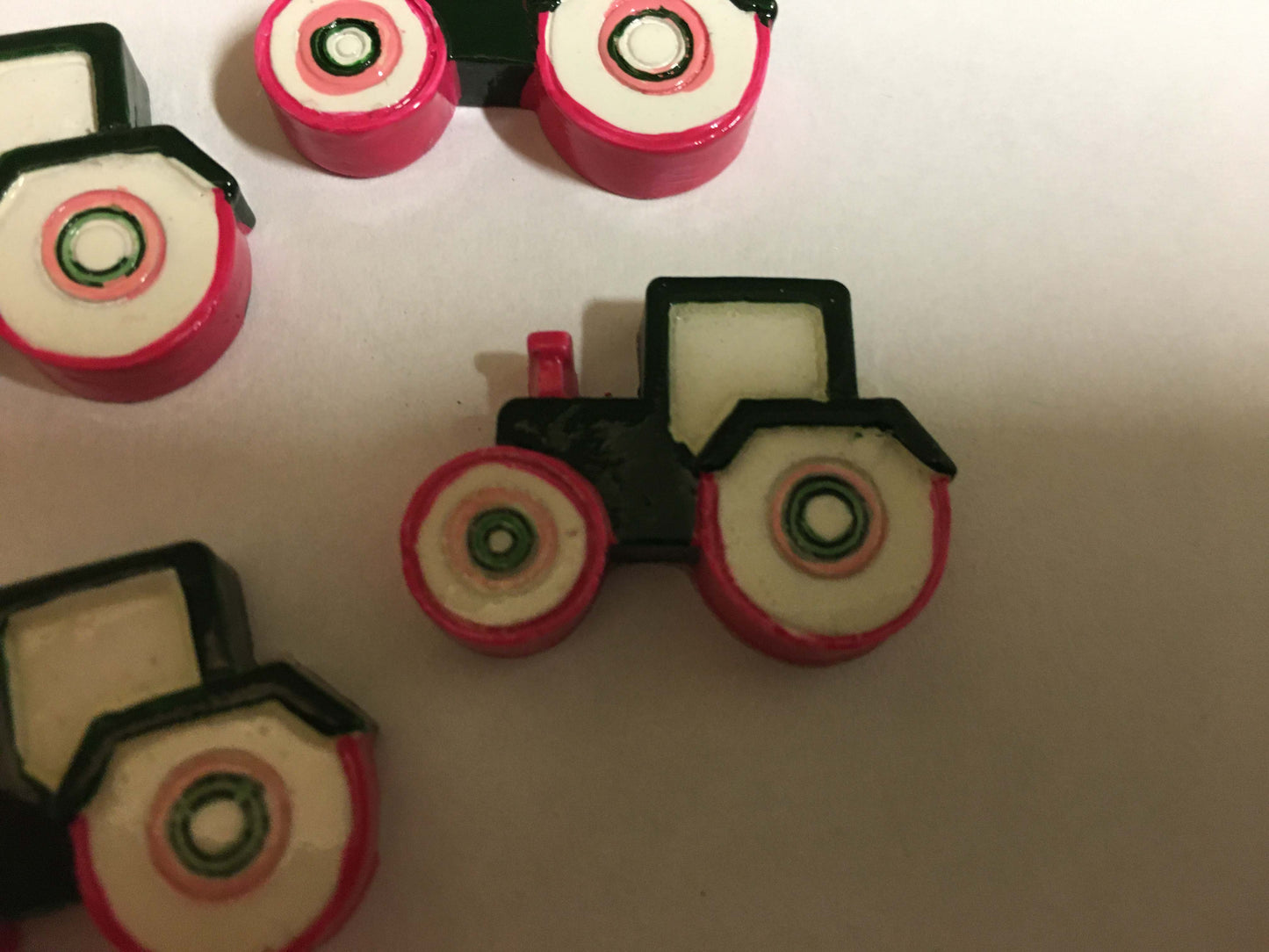 SALE Pink Farm Tractor John Deere Inspired Flat Back Resin