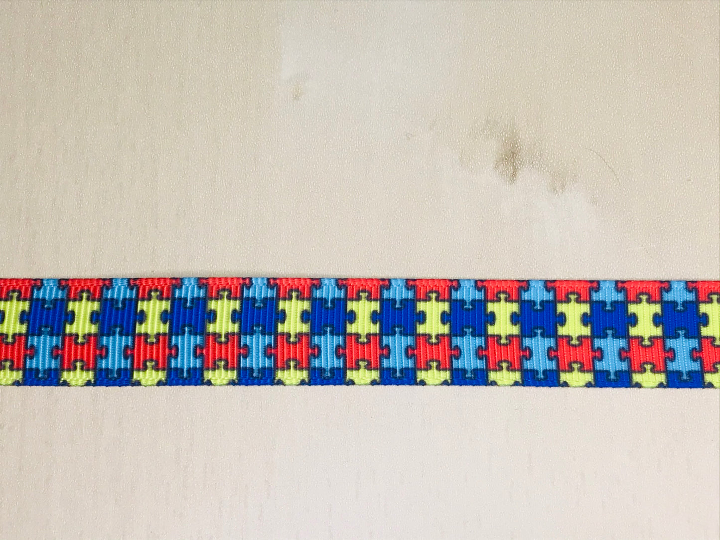 SALE 5/8" Wide Autism Puzzle Pieces Grosgrain Ribbon