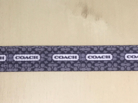 5/8" Wide Black and Gray Coach New York Horse and Carriage Designer Inspired Grosgrain Printed Ribbon
