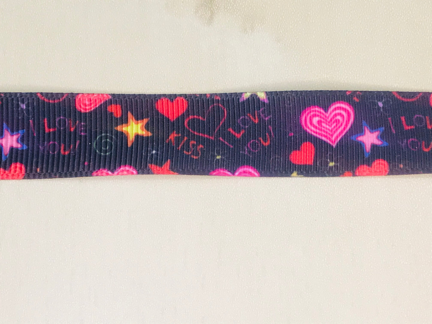 SALE 5/8" Wide Cosmic Heart Printed Grosgrain Ribbon