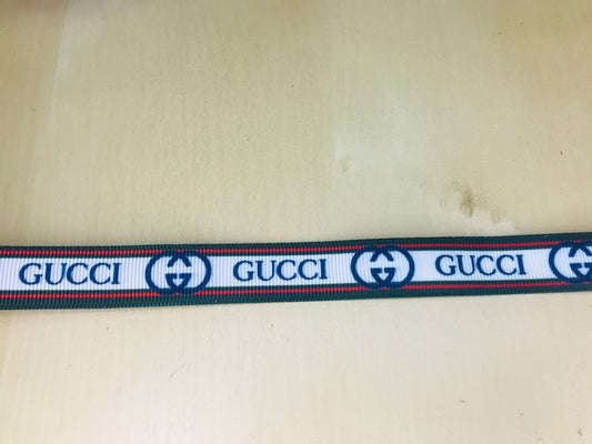 5/8" Wide Famous Designer Gucci GG Green Red Black White Printed Grosgrain Ribbon