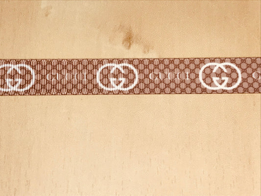 5/8" Gucci Logo With White Writing Printed Grosgrain Ribbon