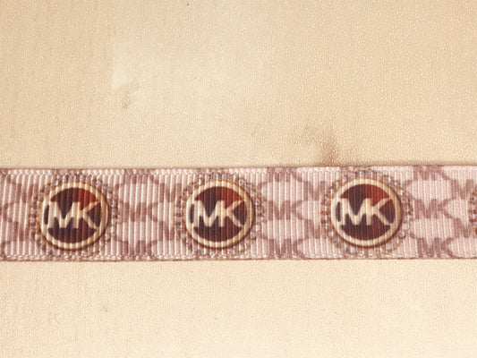 5/8" Wide Famous Designer Michael Kors MK Letters Diamond Encrusted Medallion Logo Grosgrain Ribbon
