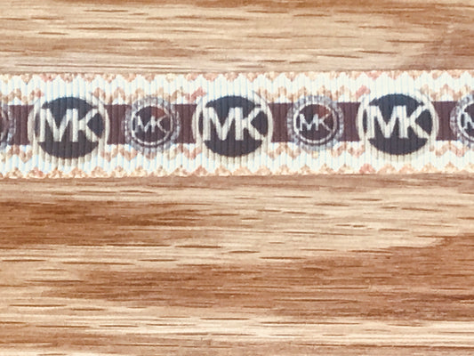 5/8" Michael Kors MK Logo with Golden Chevrons Printed Grosgrain Ribbon