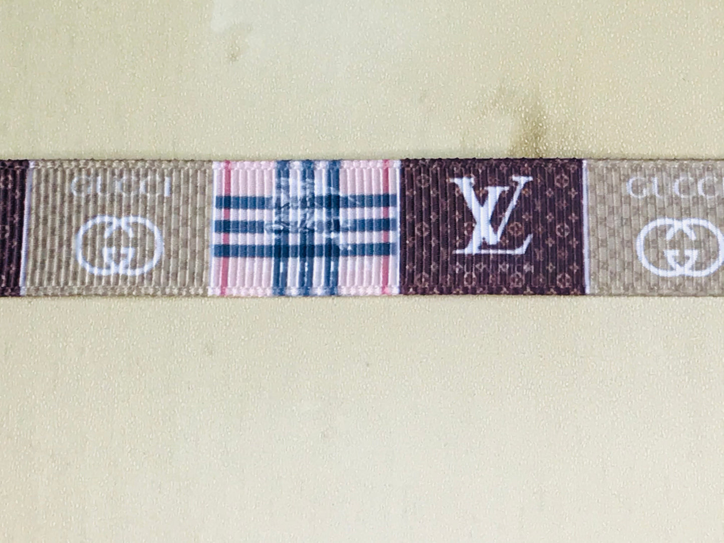 5/8" Multiple Famous Designers Louis Vuitton Gucci Burberry Printed Grosgrain Ribbon