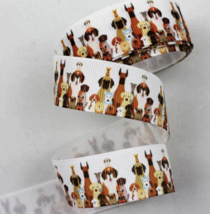 5/8" Birthday Party Dogs Printed Grosgrain Ribbon