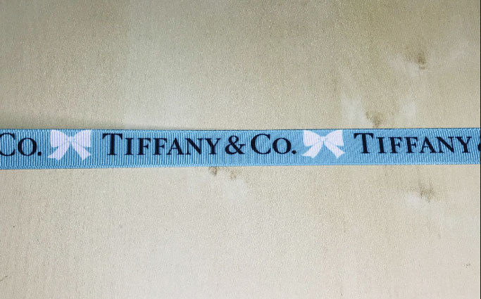 5/8" Wide Famous Jewelry Designer Logo Tiffany & Co. Robin's Egg Blue Present Grosgrain Ribbon