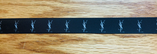 5/8" Wide Yves Saint Laurent YSL Famous Designer Printed Grosgrain Ribbon