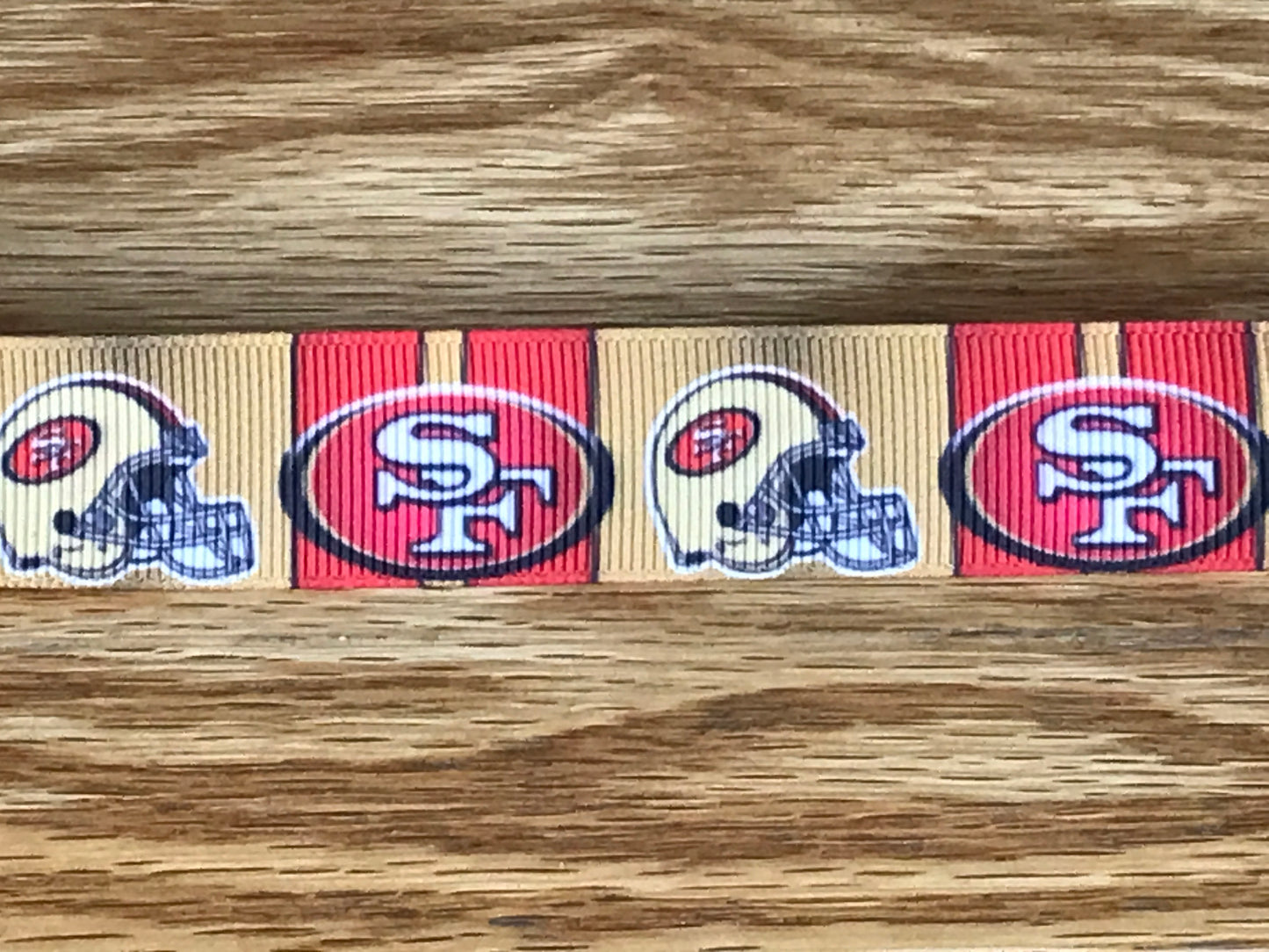 7/8" Wide NFL Football Team San Francisco 49ers Logo Printed Grosgrain Ribbon