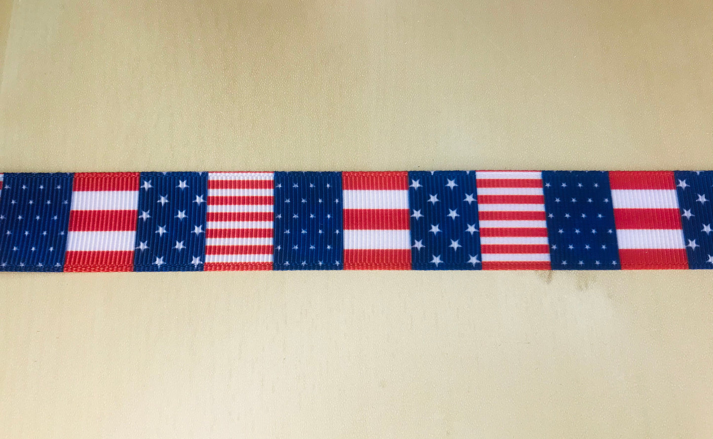 7/8" Wide American Flag Color Block Printed Grosgrain Ribbon