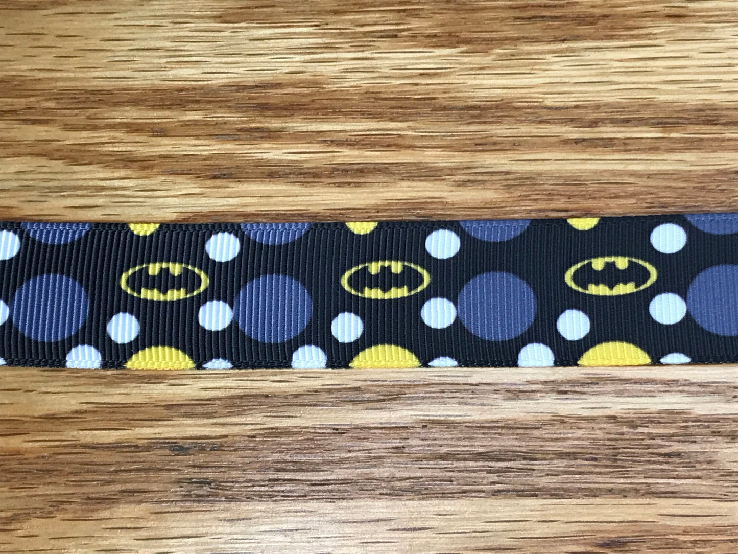 7/8" Wide DC Comic Books Super Hero Batman Polka Dot Print On Grosgrain Ribbon