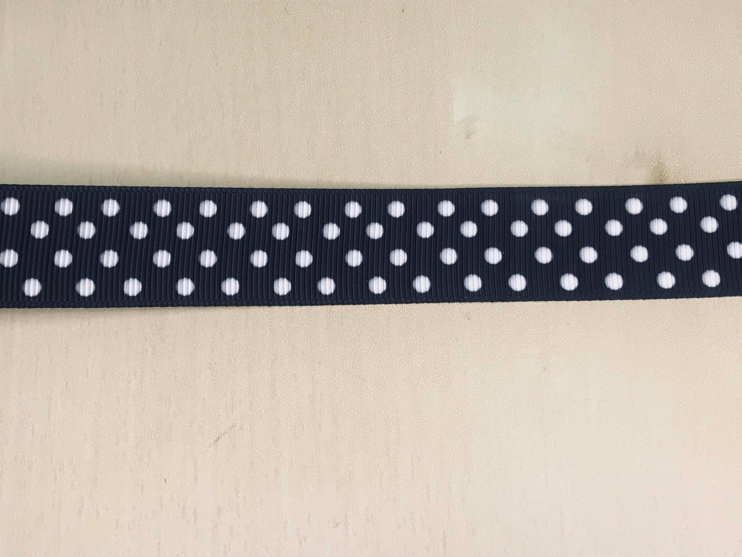7/8" Black and White Polka Dot Printed Grosgrain Ribbon