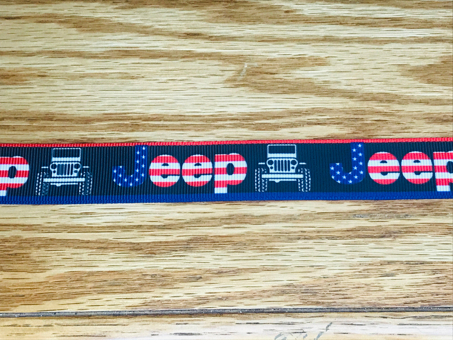 7/8" Wide American Automotive Manufacturer Jeep Wrangler Red White & Blue Grosgrain Ribbon