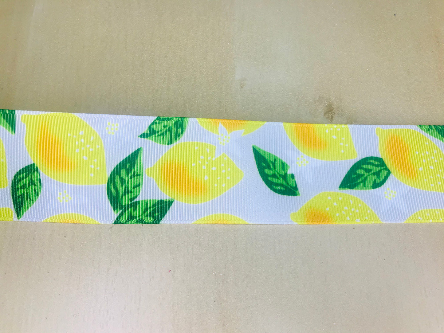 7/8"  Wide Lemon Fruit Printed Grosgrain Ribbon