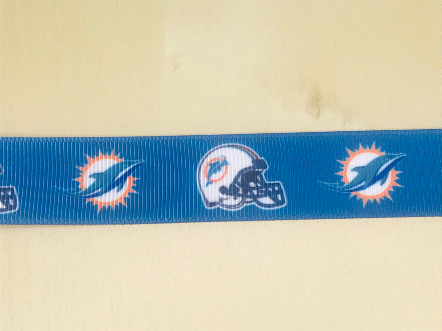 7/8" Wide NFL Football Team Miami Dolphins Printed Grosgrain Ribbon