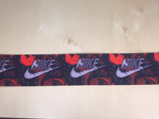 SALE 7/8" Wide Nike Red & Black Swoosh Shoes Printed Grosgrain Ribbon