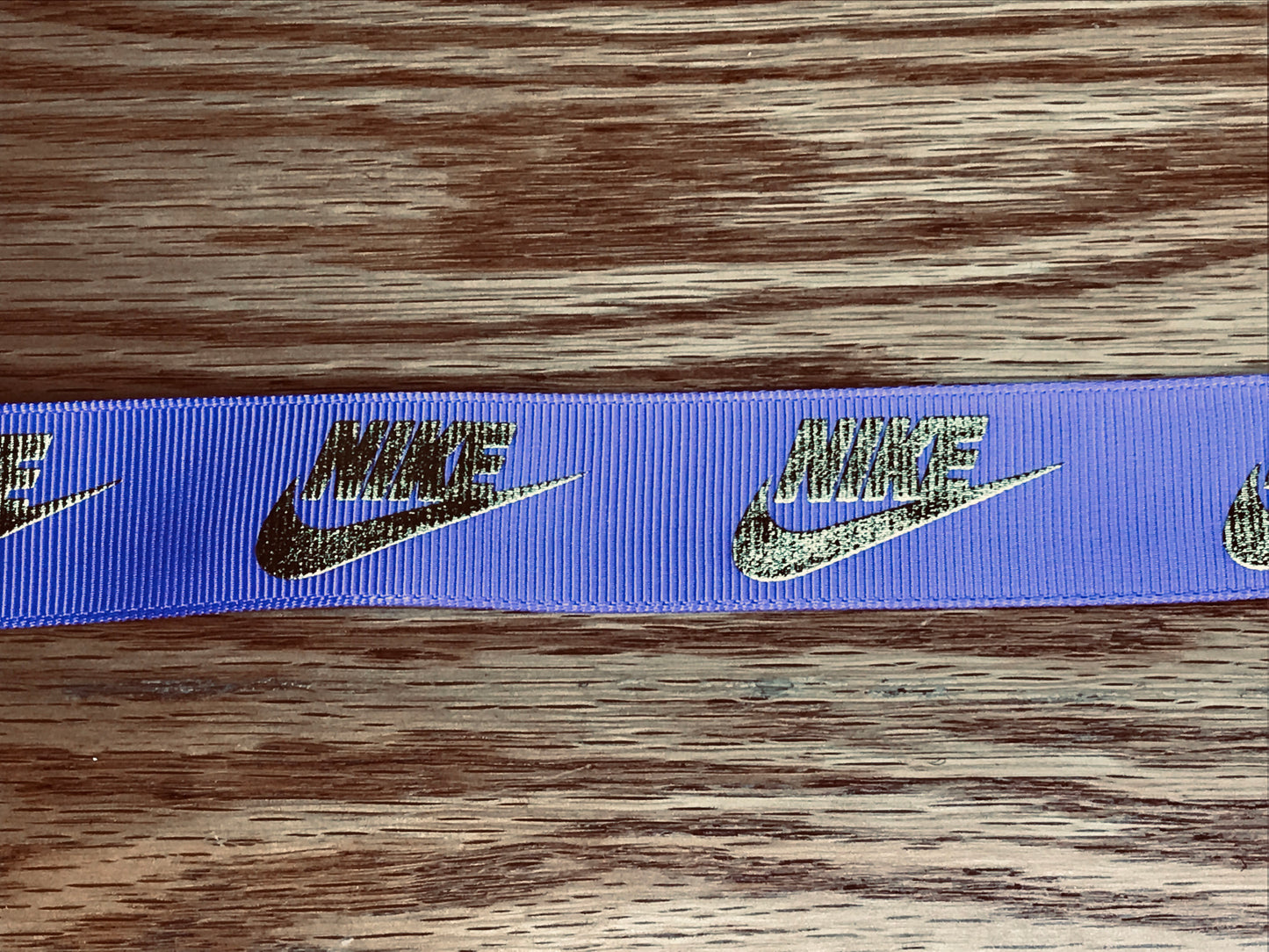 7/8" Wide Famous Athletic Shoe Designer Nike Swoosh Purple With Gold Metallic Foil Grosgrain Ribbon