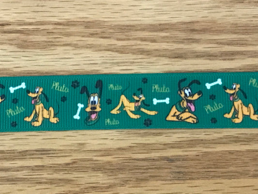 SALE 7/8" Wide Disney Pluto and Polka Dots Grosgrain Ribbon