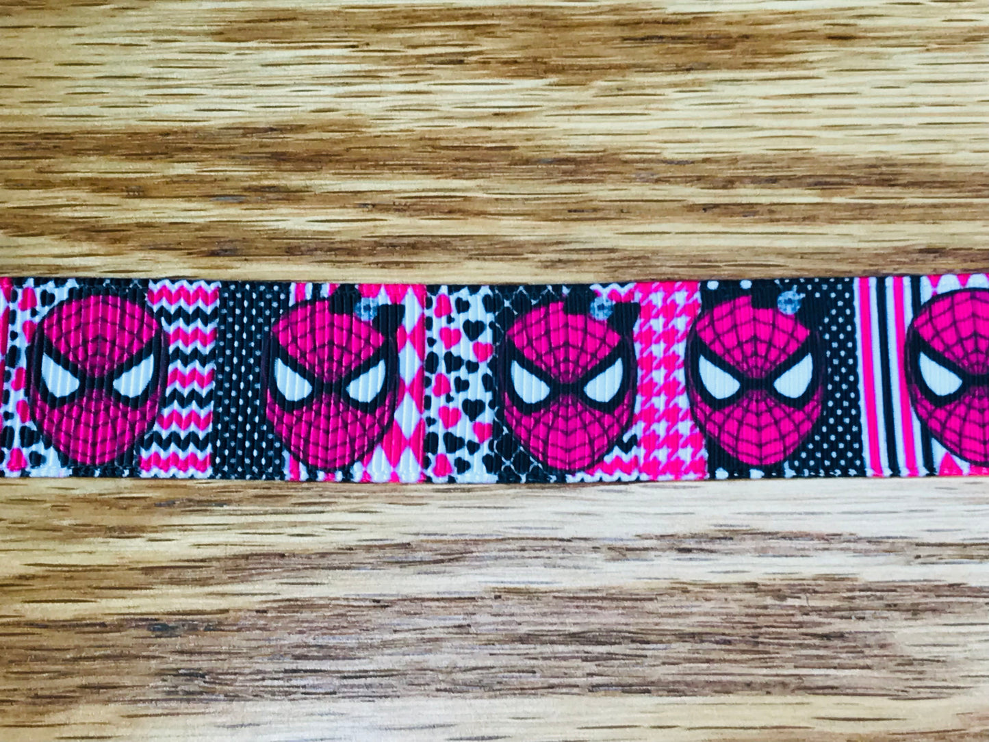 7/8" Wide Marvel Comic Books Super Hero Spider-Man Pink Color Block Grosgrain Ribbon