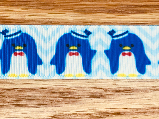 7/8" Wide Sanrio Japanese Anime Character Tuxedo Sam Penguin Hapidanbui Grosgrain Ribbon