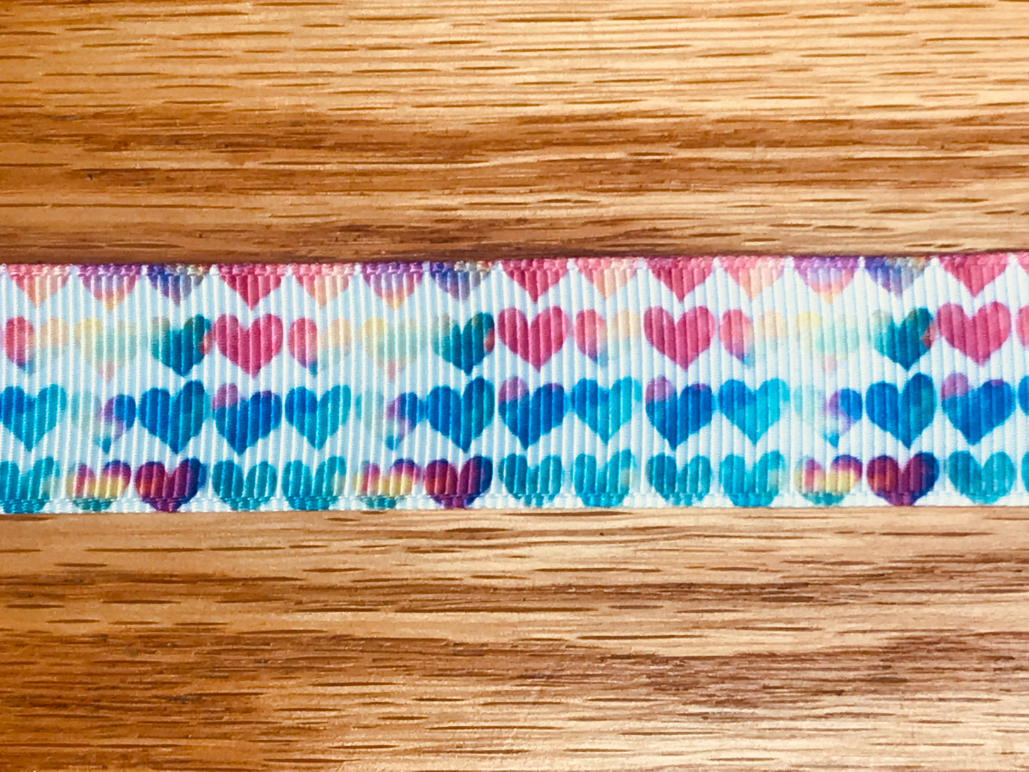 SALE 7/8" Wide Water Color Heart Printed Grosgrain Ribbon