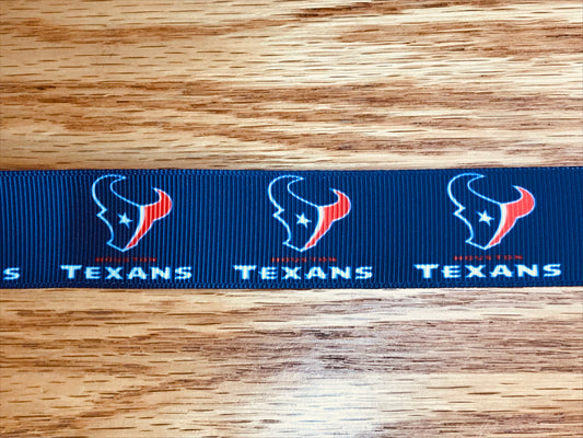 1" Wide NFL Football Team Houston Texans Logo Printed Grosgrain Ribbon
