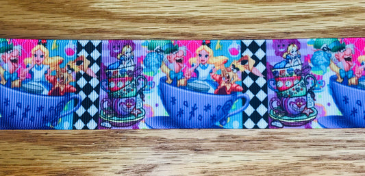 SALE 1-1/2" Wide Disney's Alice In Wonderland Teacups Grosgrain Ribbon