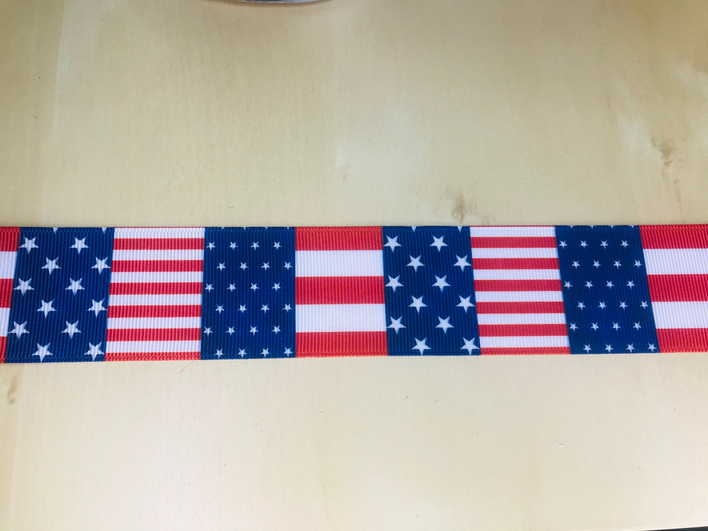 1-1/2" Wide American Flag Color Block Printed Grosgrain Ribbon